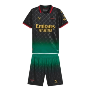 Kit infantil AC Milan Edição especial 25/26 - Puma - Preto com detalhes em verde