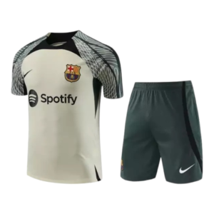 Kit Treino adulto - Camisa e Shorts - Barcelona Nike 23/24 - Bege e verde