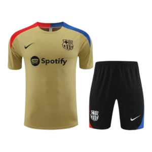 Kit Treino adulto - Camisa e Shorts - Barcelona Nike 24/25 - Bege e preto