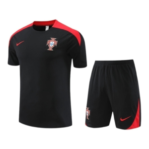 Kit Treino adulto - Camisa e Shorts - Seleção Portugal Nike 24/25 - Preto com detalhes em vermelho