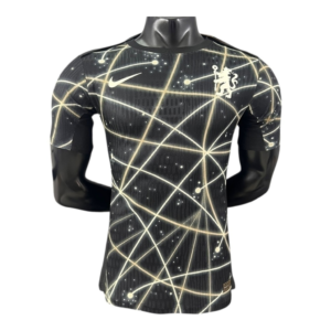 Camisa Chelsea Pré-jogo 25/26 - Jogador Nike Masculina - Preta com detalhes em amarelo