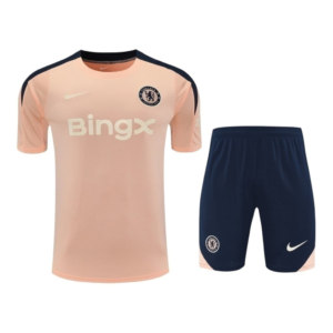 Kit Treino adulto - Camisa e Shorts - Chelsea Nike 25/26 - Salmão com detalhes em azul
