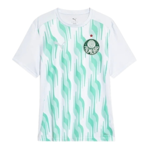 Camisa Palmeiras Pré-jogo 25/26 - Torcedor Puma Masculina - Branca com detalhes em verde