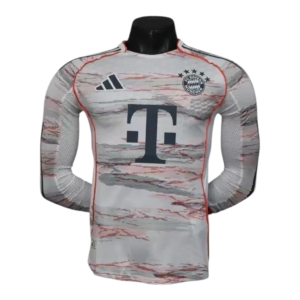 Camisa Bayern de Munique II 25/26 manga longa - Jogador Adidas Masculina - Bege com detalhes em vermelho e azul
