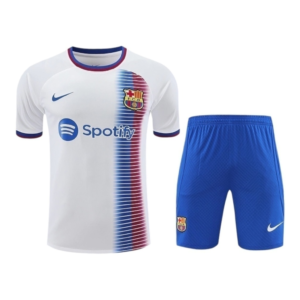 Kit Treino adulto - Camisa e Shorts - Barcelona Nike 24/25 - Branco e azul