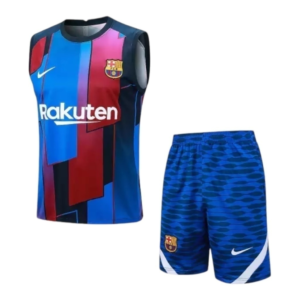 Kit Treino adulto - Camisa e Shorts - Barcelona Nike 23/24 - Azul com detalhes em vermelho