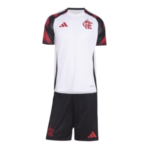 Kit Infantil Flamengo II 25/26 - Adidas - Branco e preto com detalhes em vermelho