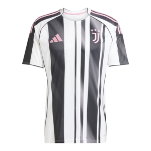 Camisa Juventus I 25/26 - Torcedor Adidas Masculina - Preta e branca com detalhes em rosa