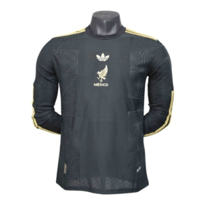 Camisa Seleção México I 25/26 manga longa - Jogador Adidas Masculina - Preta com detalhes em dourado