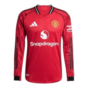 Camisa Manchester United I 25/26 manga longa - Torcedor Adidas Masculina - Vermelha com detalhes em preto