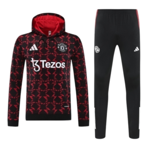 Conjunto Manchester United Treino 25/26 - Masculino Adidas - Preto com detalhes em vermelho