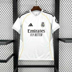 Camisa Real de Madrid I 25/26 - Torcedor Adidas Masculina - Branca com detalhes em cinza e amarelo
