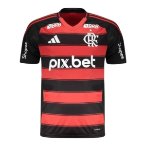 Camisa Flamengo I 25/26 - Torcedor Adidas Masculina - Preta e vermelha e Com Patrocínio
