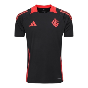 Camisa Internacional Treino 25/26 - Torcedor Adidas Masculina - Preta com detalhes em vermelho